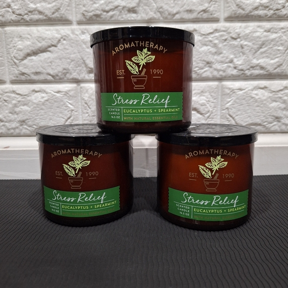 Bath & Body Works Other - BBW Bundle of 3 Eucalyptus Spearmint Stress Relief Candles